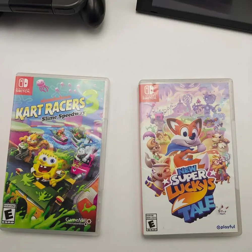 Nintendo Switch Gray Console V1 HAC-001 In Box With Accessories & 2 Games